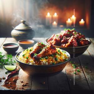 1 Chicken Biryani Half ( 1 Pc ) + 1 Chilli Chicken (Boneless) ( 7 Pcs )