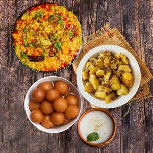 Masala Khichdi + Aloo Jeera + Gulab Jamun + Buttermilk