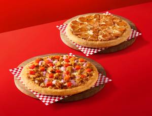 1 Chicken Tikka (Medium) +1 Chicken Pepperoni (Medium)