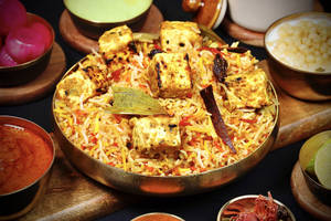 Paneer Tikka Dum Biryani With Gravy Or Raita  (serves 1-2)