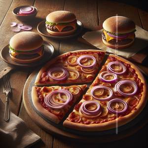 Onion Pizza [4 Slices, 7 inches] + Cheese Burger