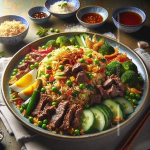 Schezwan beef fried rice