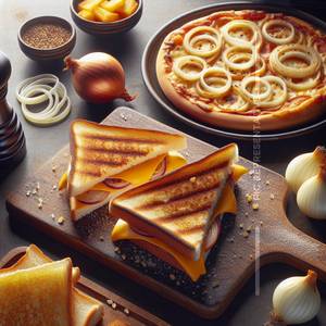 Cheese Grilled Sandwich + Onion Pizza [4 Slices, 7 Inches]