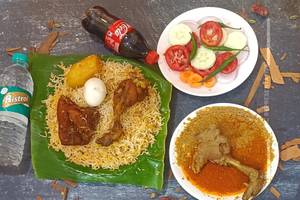 Chicken Biryani (Full) + Chicken Chaap (1Pc) + Boiled Egg(1 Pcs)+Salad+Raita+500ml water.