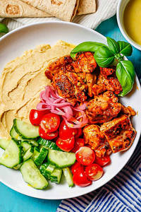 Grill Chicken With Hummus Platter