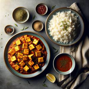 Paneer masala with rice
