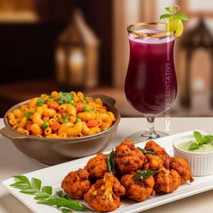 Veg Macroni + Gobi 65+ Arabian Grape Juice