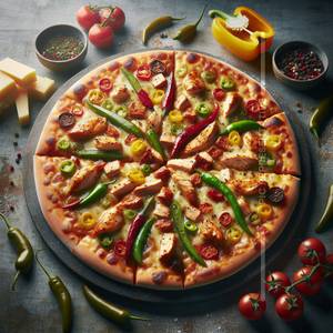 Cheese And Pepper Chicken Pizza