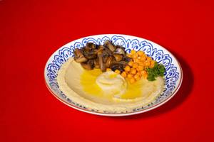 Classic Hummus Loaded with buttered Mushrooms
