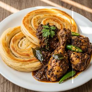 2 Parotta With Pepper Chicken Gravy