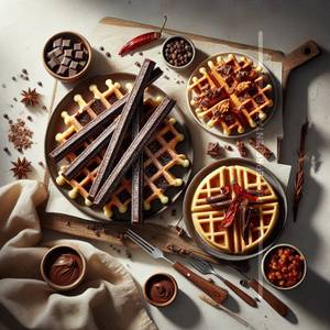 Three Chocolate Stick Waffle
