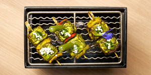 Chargrilled Smoked Pesto Cottage Cheese Skewers