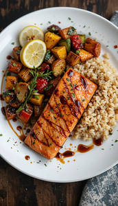 Grilled Fish With Brown Rice & Salad