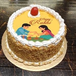 Eggless Photoprint Butterscotch Cake Rakhi Special