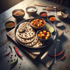 Plain Tandoori Roti (2 pcs) +Chilli Paneer(4 pcs)                                           