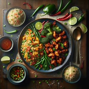 Veg Fried Rice+Boneless Chilli Chicken(2 pcs)                                           
