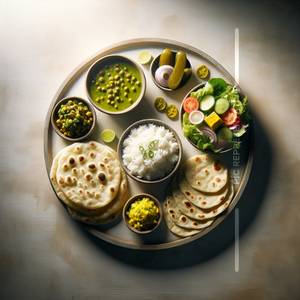 2 Butter Roti+ Matar Paneer+Rice+ Salad Pickle                  