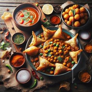 Chole with Samosa [2 Pieces]