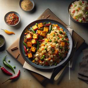 Veg Fried Rice+Chilli Paneer(4 pcs)                                           