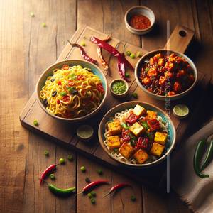 Veg Noodles(Half)+Chilli Paneer(4 pcs)                                           