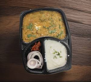 Dal khichdi with curd