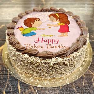 Eggless Photoprint Belgian Truffle Cake Rakhi Special