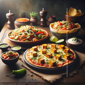Tandoori paneer cheese pizza
