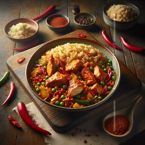 Chilli chicken with fried rice