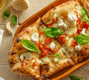 Roasted Peppers, Basil and Feta Garlic Bread