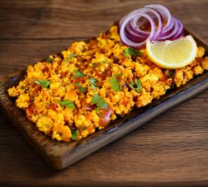 Paneer Bhurji with lacha Parathas and chach