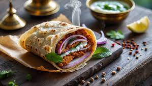 Chicken Tawa Kebab Roll with Double Egg