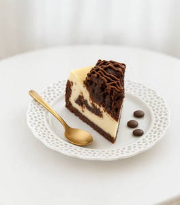 Gooey Chocolate Brownie Baked Cheesecake Pastry Slice