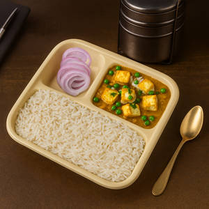 Steamed Rice With Matar Paneer Thali