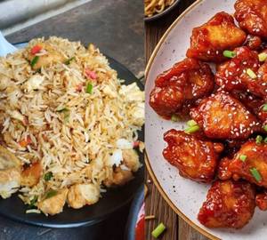 chicken fried rice with chilli chicken combo