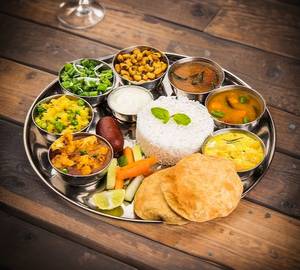 Veg Mini Thali (2 Tawa Roti+Rice+Dal+Sabji+Salad)(Subject To Availability)