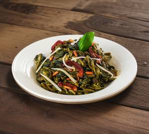 High Protein Red Lentil Penne Pasta In Fresh Basil Pesto