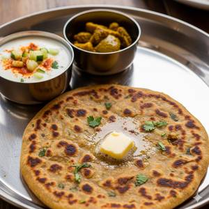 4 Aloo Paratha + Achar + Raita + Chutney + ketchup