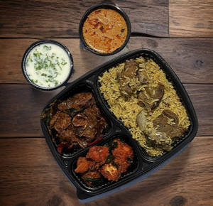 Mutton Biryani & Mutton Pepper Fry Combo With Chicken Kabab