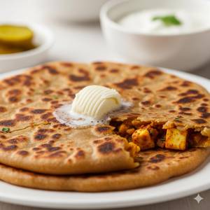 2 Paneer Paratha + Achar + Raita + Chutney + Ketchup