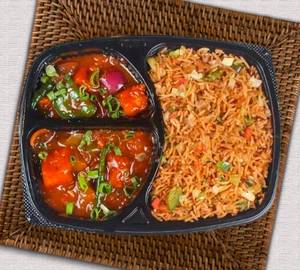Veg Fried Rice with veg Manchurian