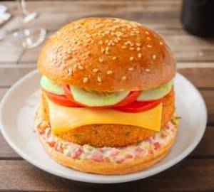 Veg Cheese Burger Made with Fresh Patty
