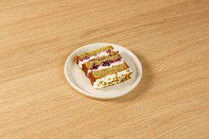 Pistachio & Raspberry Cake Slice