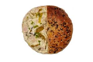 Chopped Up Ham And Jalapeno Bagel Sandwich