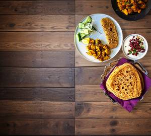 2 Plain Paratha+ Aloo Ki Sabji+ Paneer Bhurji+ 1 Sweet Chilla