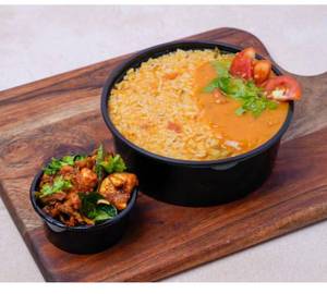 Papu Tomato Rice With Chicken Fry