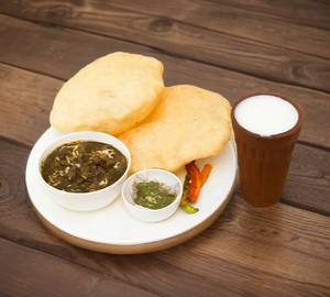 Chole bhature with sweet lassi