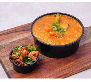 Sambhar Rice With Chicken Fry