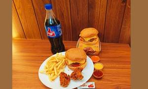 2 Chicken Crispy Classic Burger, 2pc Wings, Fries S And Thums Up