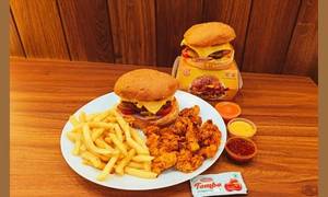 2 Chicken Crispy Classic Burger, 20pc Popcorn And Fries S