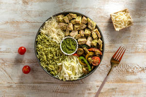 High Protein Italian Pesto Chicken Alfredo Rice Bowl